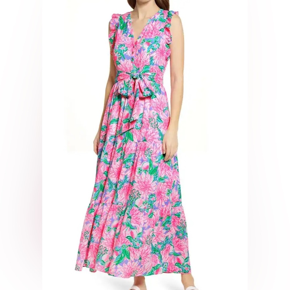 Lilly  Pulitzer Destini Tie Waist Maxi Dress